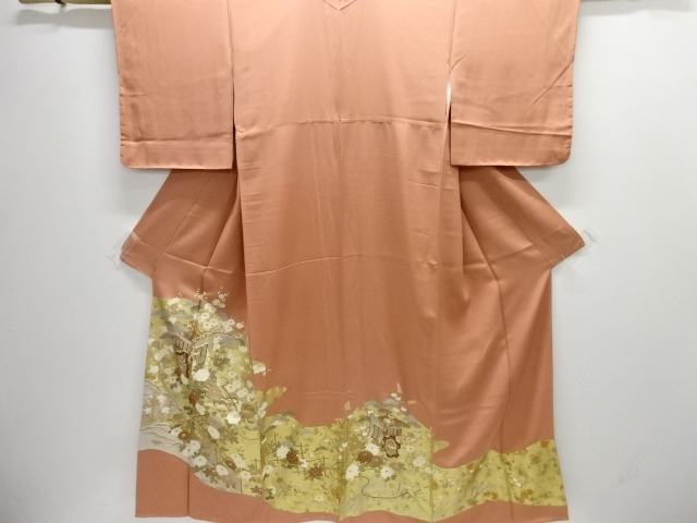 JAPANESE KIMONO / IRO-TOMESODE / UNUSED / EMBROIDERY / KINSAI / KIKU